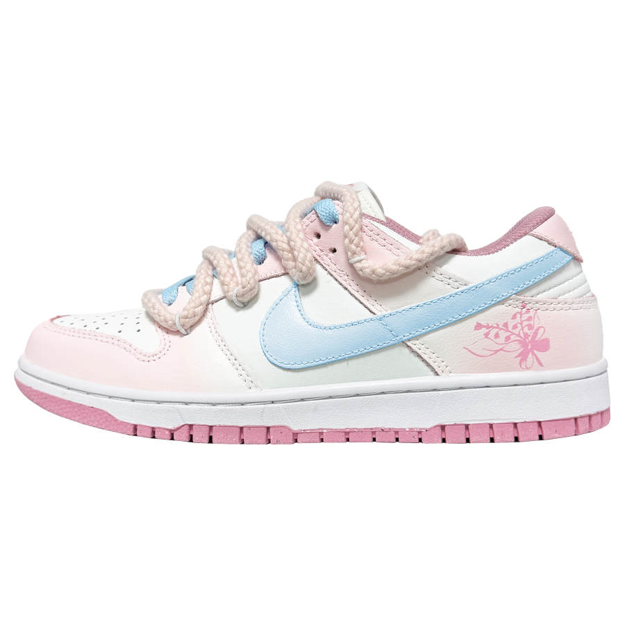 Nike Nike Dunk Floral Splendor Cushioning Abrasion Resistant Slip Resistant Low top Skateboard Shoes Blue Pink Teenagers