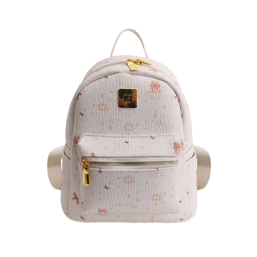 YALU Pu Backpack Women's White/Blue/Pink