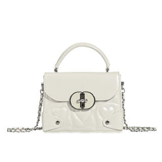 HAWA Artificial Leather Chain Bag, Small Square Bag, Crossbody Bag, Handbag Regular Women's White/Pink