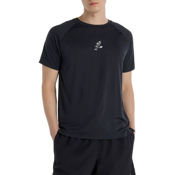 New Balance New Balance T Shirts Men's Black Crew Neck Moderate