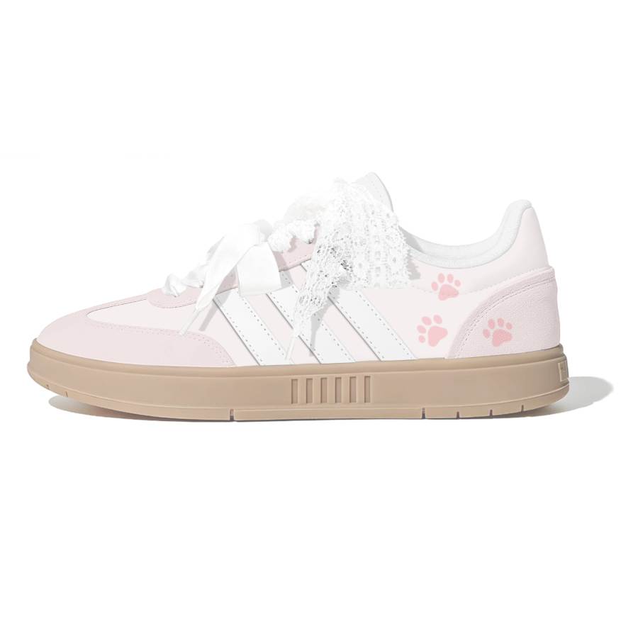 Adidas Adidas Gradas Pink Paw Journal Leather Abrasion Resistant Slip Resistant Low top Skateboard Shoes Women's Pink