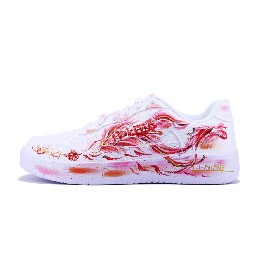 Li-Ning Li Ning Floating Boat Carp Wishes, Achieve Success In The Exam Low top Skateboard Shoes Unisex Red Pink