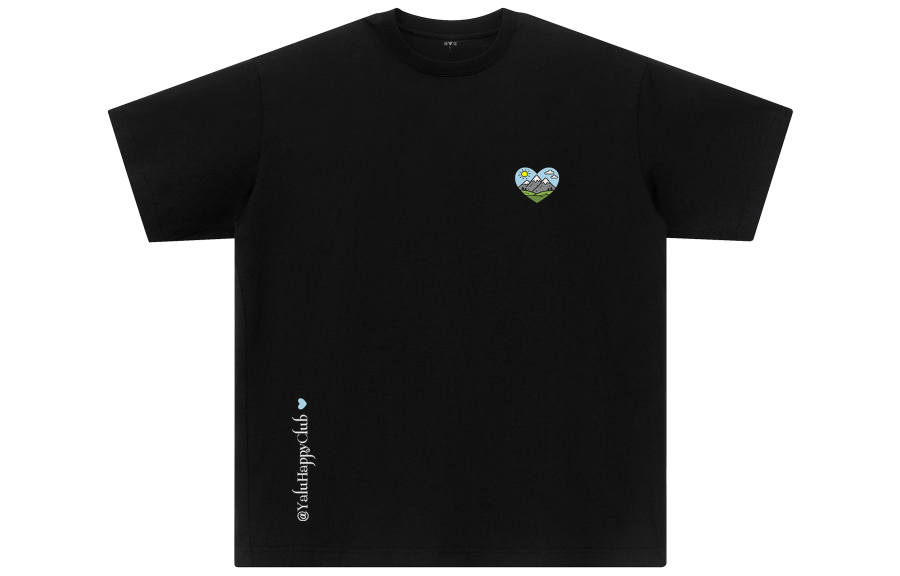 YALU T Shirts Unisex Black Crew Neck Moderate Straight Fit
