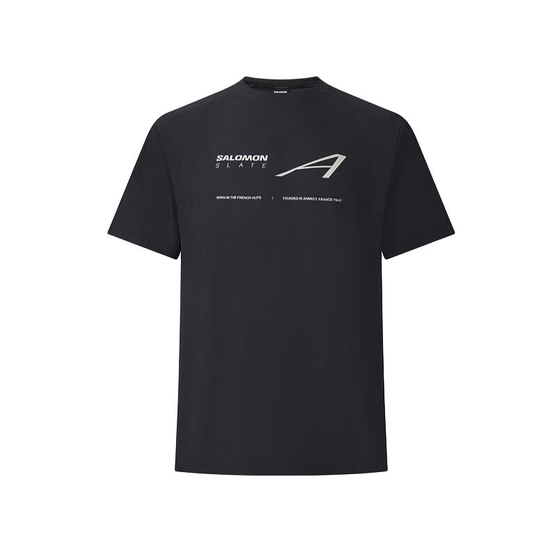 SALOMON T Shirts Men's Black D00352 Crew Neck Moderate Straight Fit