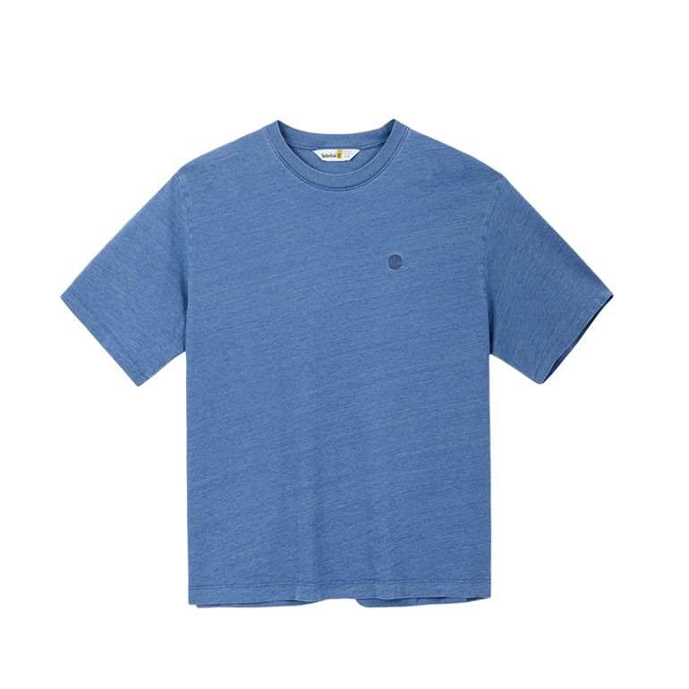 Timberland T Shirts Men's Light Indigo Crew Neck Moderate