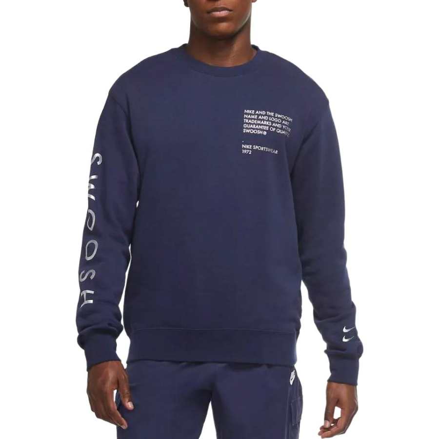 Nike Nike Swoosh Sweatshirts Men's Blue Crew Neck Moderate Straight Fit