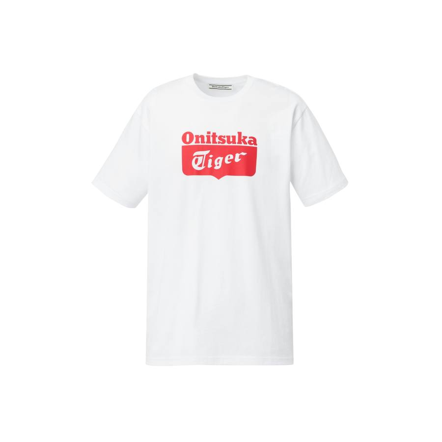 Onitsuka Tiger LOGO TEE Short Sleeved T Shirts Unisex White/Red