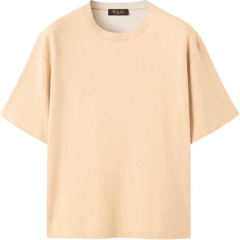 Loro Piana T Shirts Men's Light Clay White Crew Neck Moderate Other