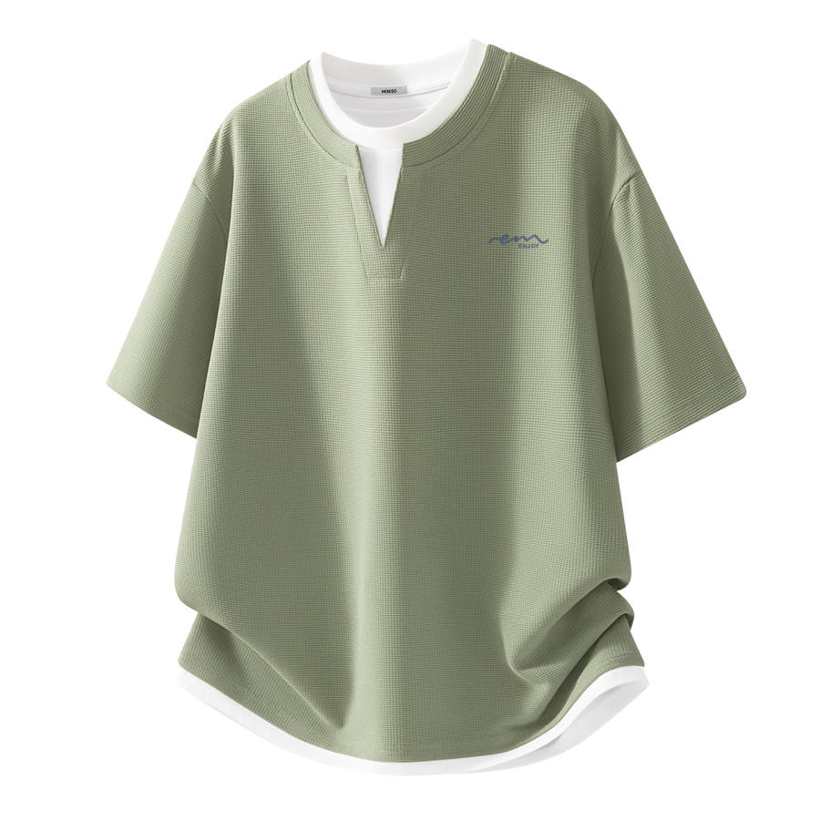 MINISO MINISO T Shirts Unisex Crew Neck Moderate Mock Two Piece