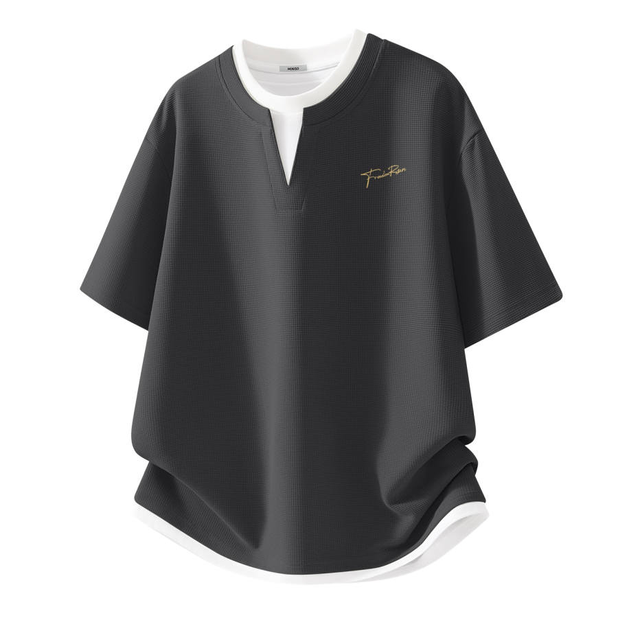 MINISO T Shirts Unisex Crew Neck Moderate Mock Two Piece
