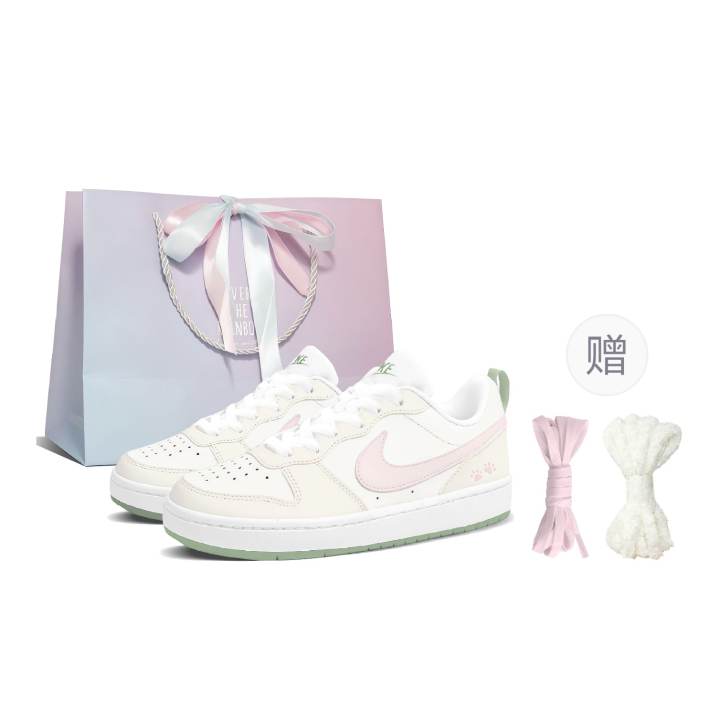 Nike Nike Court Borough Milk Puff Leather Abrasion Resistant Low top Skateboard Shoes Women's White Pink