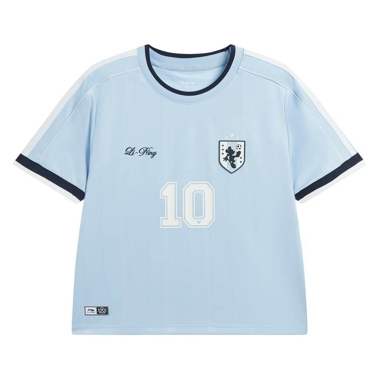 Li-Ning Li Ning Sports Life Collection T Shirts Women's Clear Sky Blue Crew Neck Moderate