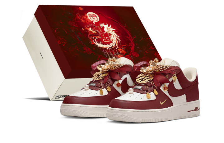 Nike Nike Air Force 1 Box, Wedding Shoes, Auspicious Dragon And Phoenix Slip Resistant Height Increasing Low top