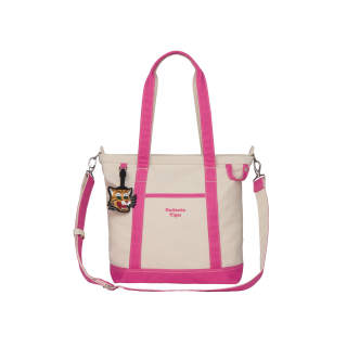 Onitsuka Tiger Cotton Shoulder Bag Small Unisex Ecru/Pink