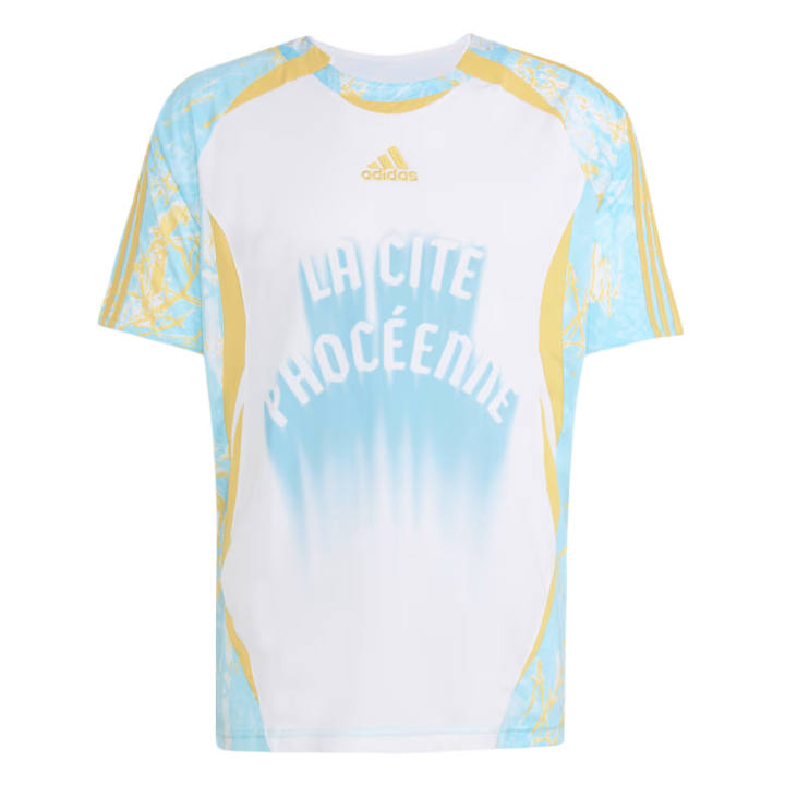 Adidas Adidas Sportswear Men's White/Pyrite/Ice Blue Crew Neck Moderate