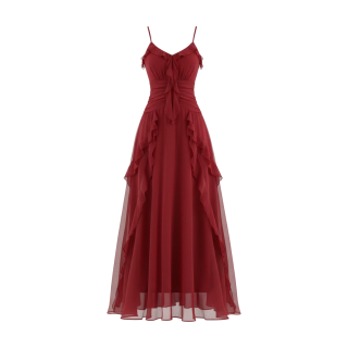 MTHE Sleeveless Dresses Women's Red V Neck Moderate Long