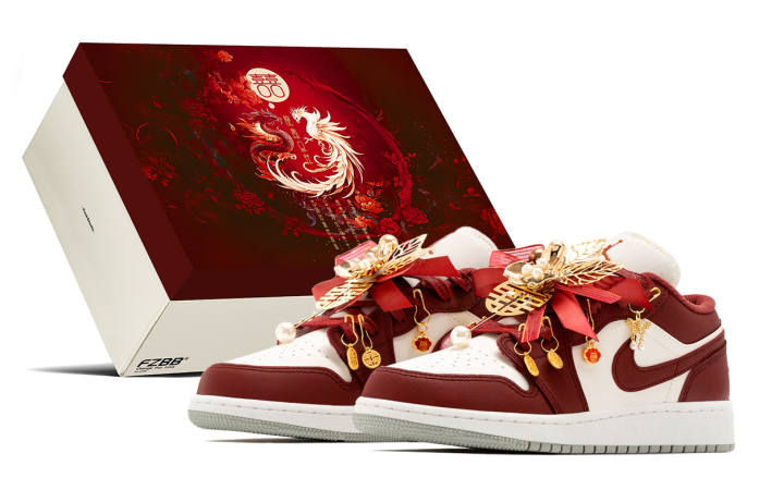 Jordan Jordan Air Jordan 1 Box, Wedding Shoes, Auspicious Dragon And Phoenix Cushioning Slip Resistant Abrasion Resistant