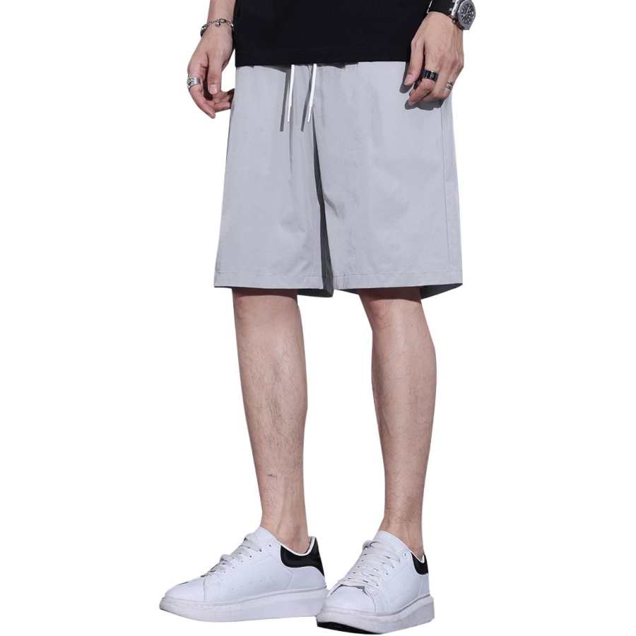 Tonlion Casual Shorts Unisex Light Gray Thin
