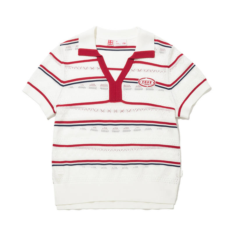 Li-Ning Li Ning T Shirt Women's Ivory/Cherry Red/Deep Whale Blue
