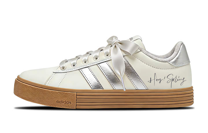 Adidas Adidas Daily Lace Bowknot Synthetic Leather Coverage Height Increasing Waterproof Low top Skateboard Shoes Unisex
