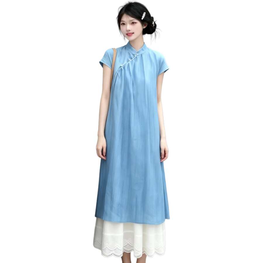 Cotton Gene Two Piece Skirt Sets Women's Half Turtleneck Moderate Long