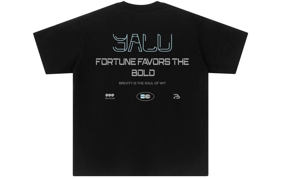 YALU T Shirts Unisex Black Crew Neck Moderate Straight Fit