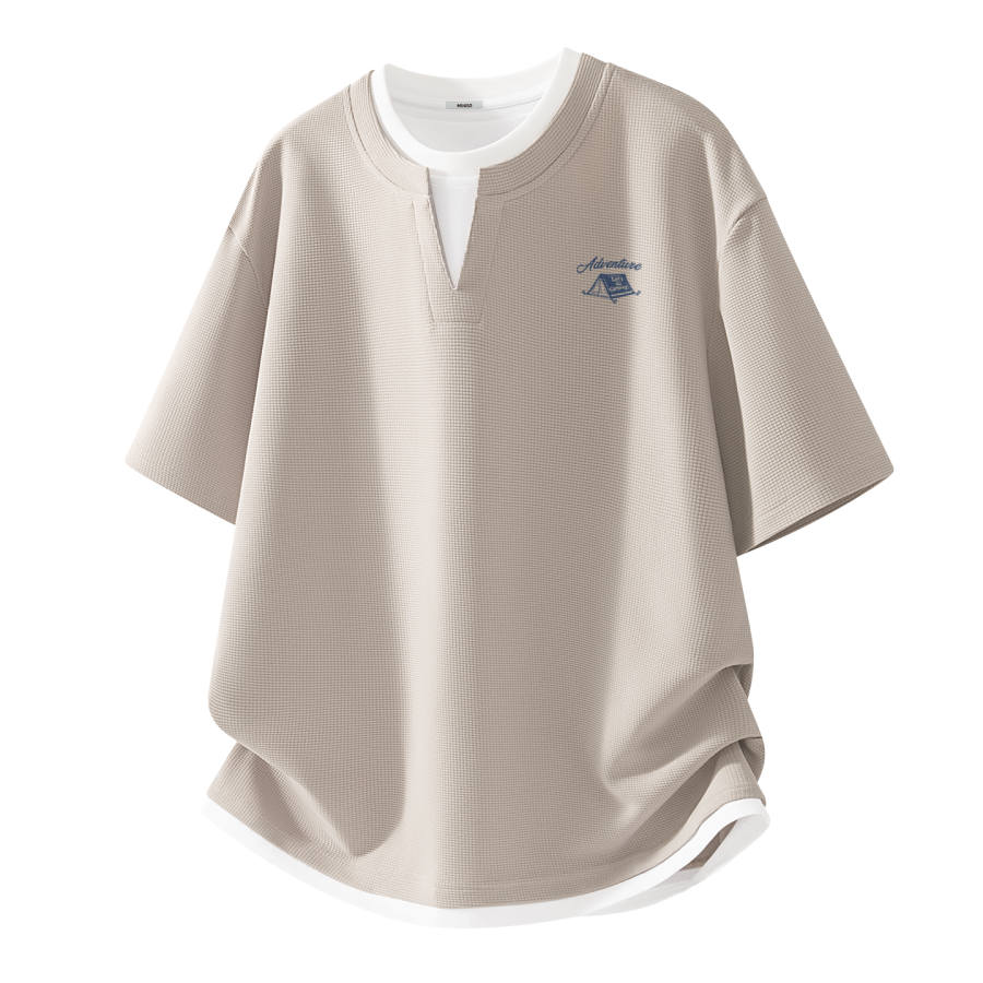 MINISO MINISO T Shirts Unisex Crew Neck Moderate Mock Two Piece