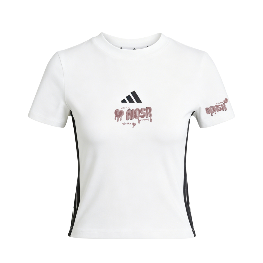 Adidas Adidas T Shirts Women's White/Black Crew Neck Moderate