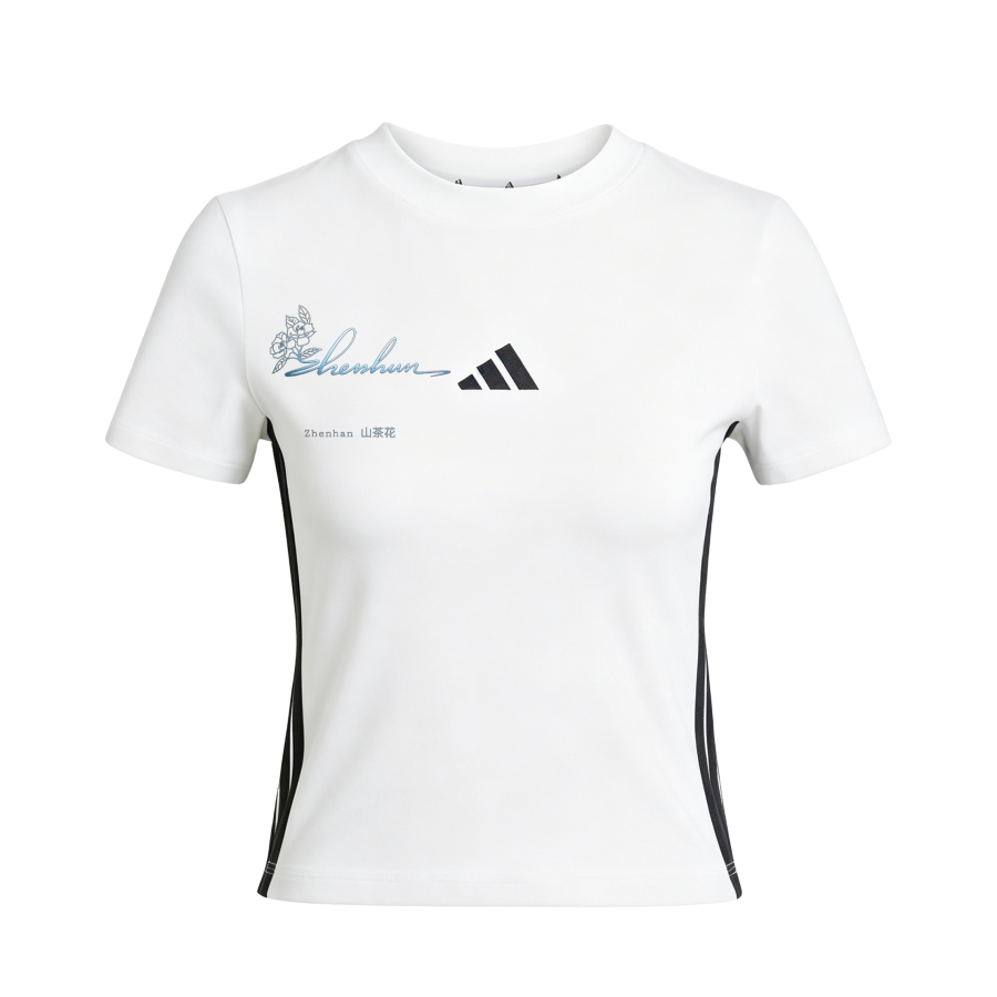 Adidas Adidas T Shirts Women's White/Black Crew Neck Moderate