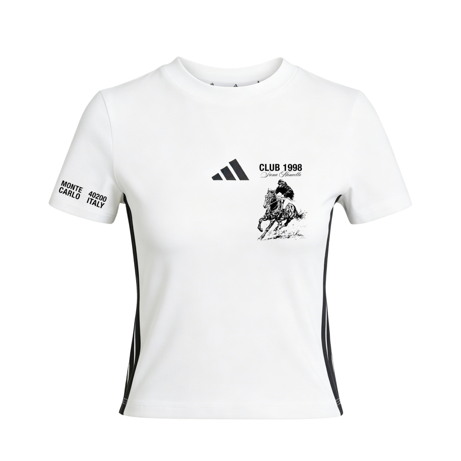 Adidas Adidas T Shirts Women's White/Black Crew Neck Moderate