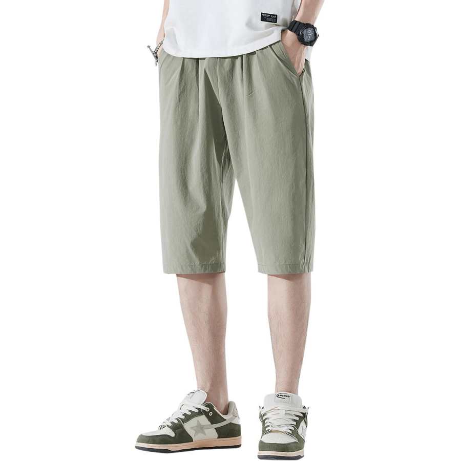Tonlion Casual Shorts Unisex Army Green Thin