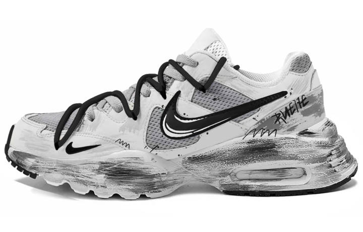 Nike Nike Air Max Fusion Leather, Mesh Height Increasing Slip Resistant Low top Running Shoes Unisex Black White
