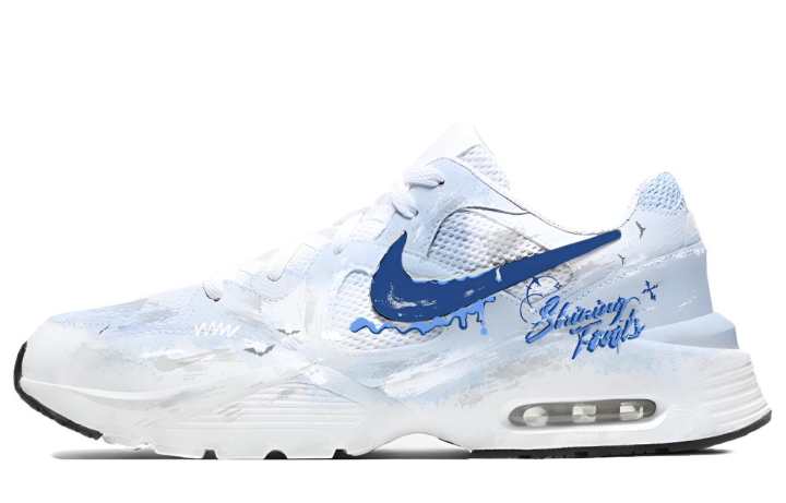 Nike Nike Air Max Fusion Mesh Cushioning Low top Casual Running Shoes Men's White Blue