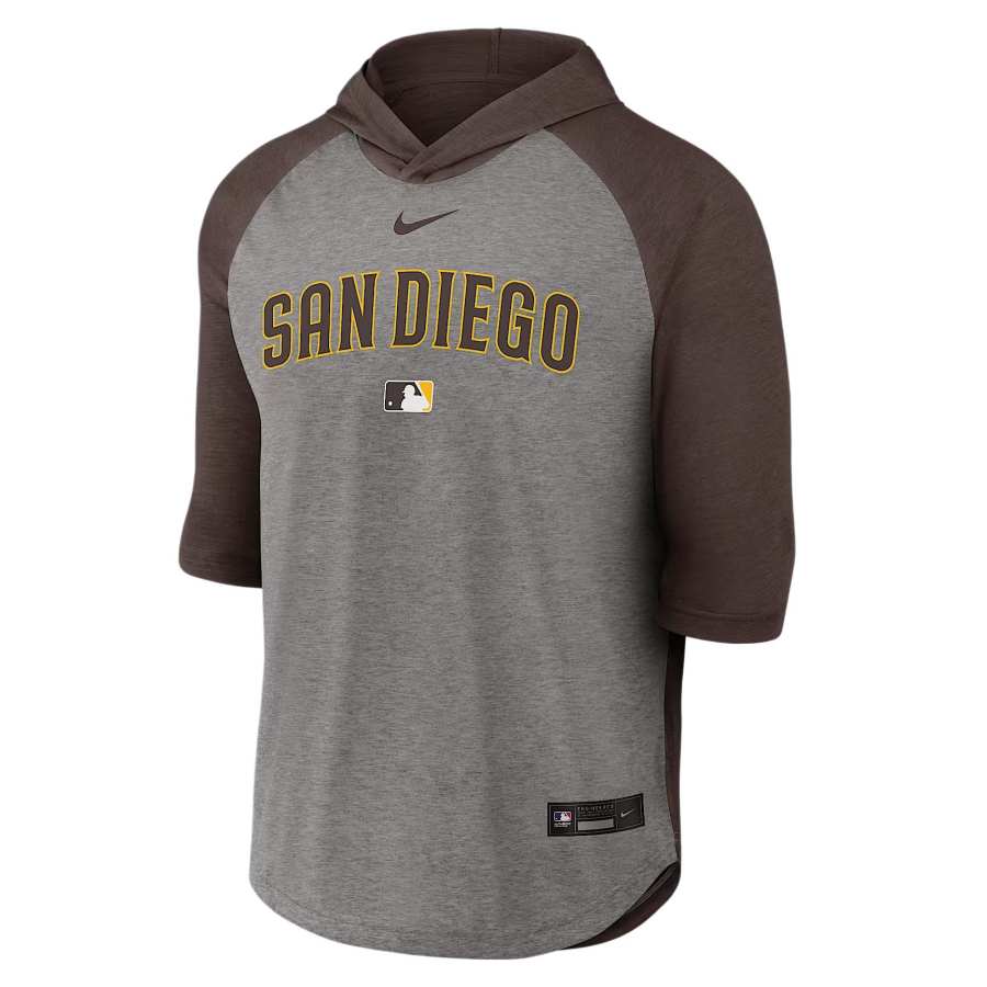 Nike Nike San Diego Padres Authentic Collection Flux Men's Nike Dri-FIT Mlb 3/4-Sleeve Hooded T-Shirt
