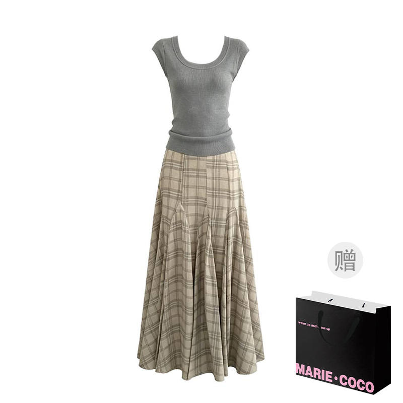 MARIE·COCO Two Piece Skirt Sets Women's U Neck Moderate Long