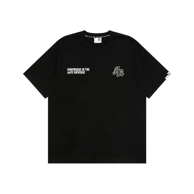 Aape T Shirts Men's Black BKX Crew Neck Moderate Straight Fit