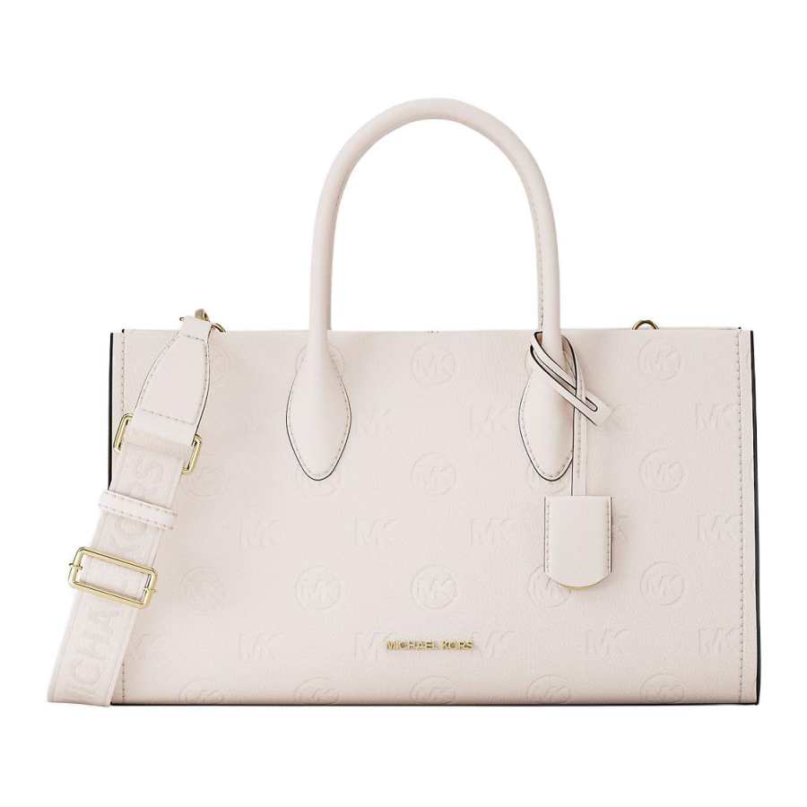 MICHAEL KORS Mirella Zip Closure Polyurethane Handbag Medium Women's Milk White