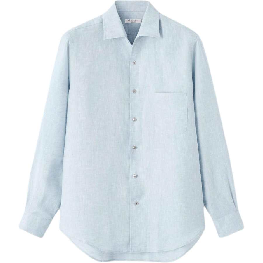 Loro Piana Shirts Men's Blue Shell Color Lapel Moderate Other
