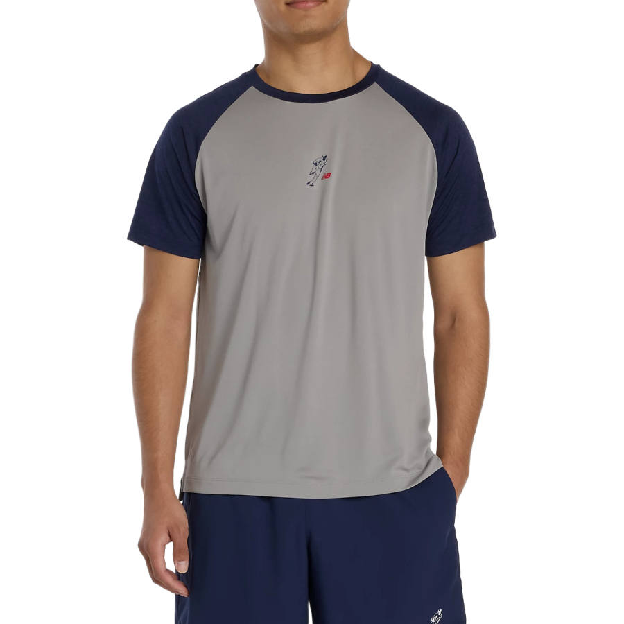 New Balance New Balance T Shirts Men's Slate Gray & Gray Crew Neck Moderate