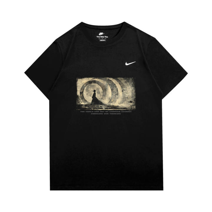 Nike Nike T Shirts Unisex Black Nike Short Sleeved Whirlpool Crew Neck Moderate Straight Fit