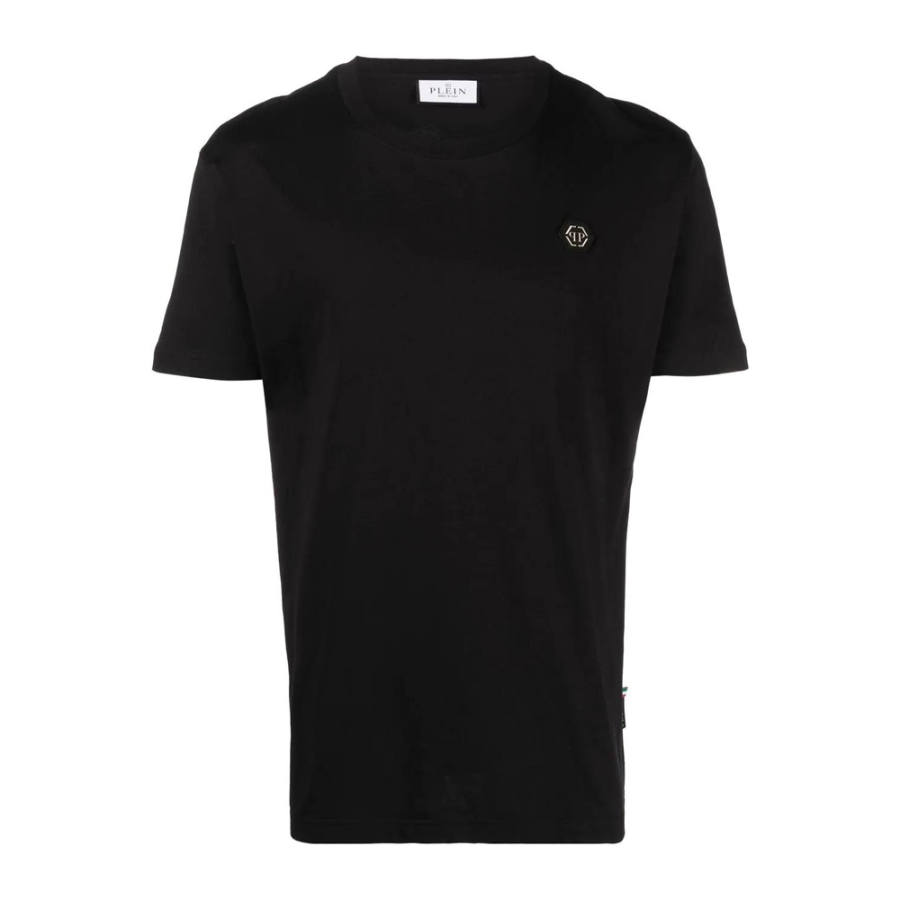 PHILIPP PLEIN T Shirts Men's Black Crew Neck Moderate Straight Fit