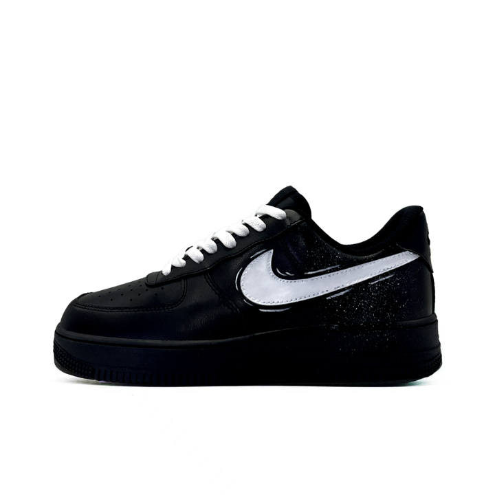 Nike Nike Air Force 1 Ink White Leather Cushioning Abrasion Resistant Low top Skateboard Shoes Unisex Black White