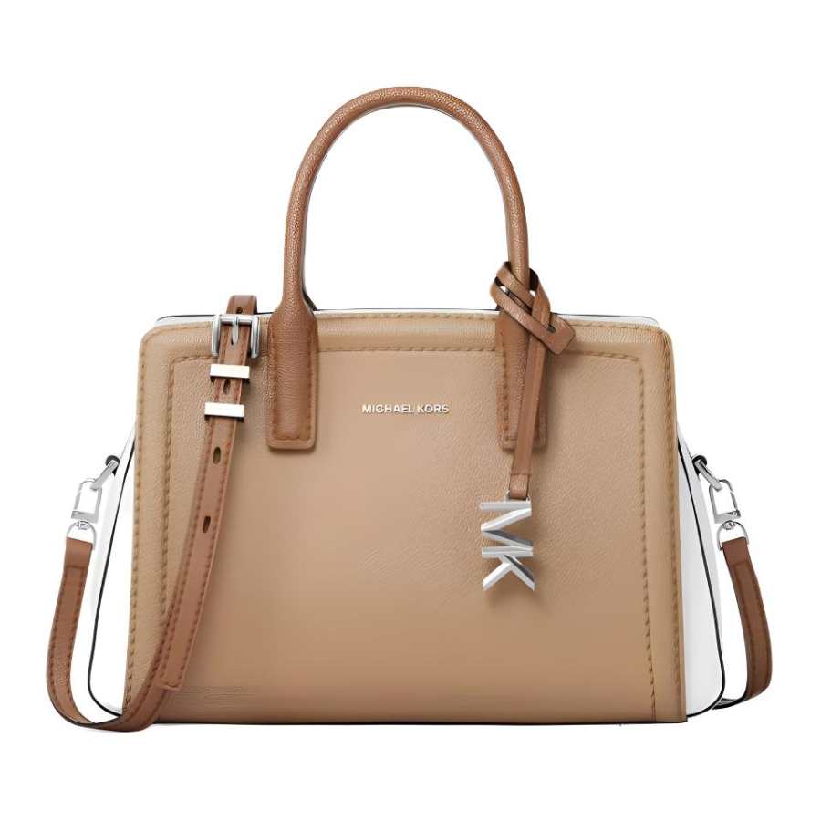 MICHAEL KORS Laila Leather Crossbody Handbag Mini Women's Brown & White