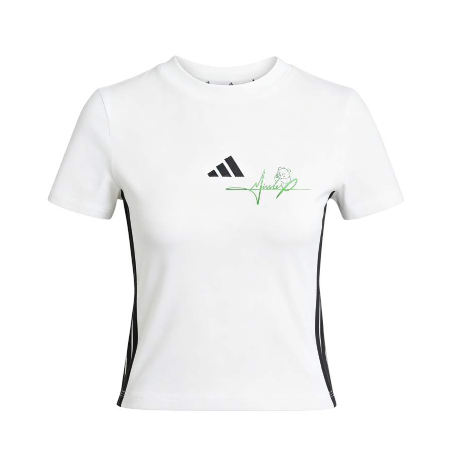 Adidas Adidas T Shirts Women's White/Black Crew Neck Moderate