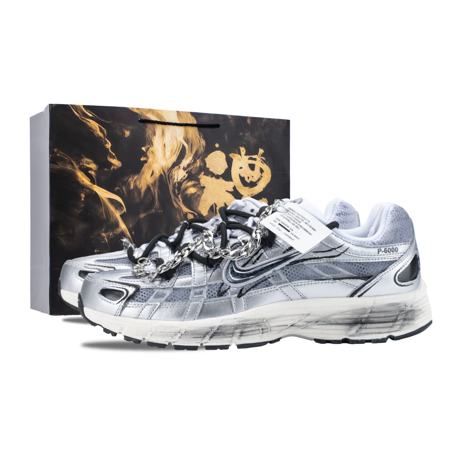 Nike Nike P 6000 Cushioning Breathable Low top Casual Running Shoes Unisex Silver Gray