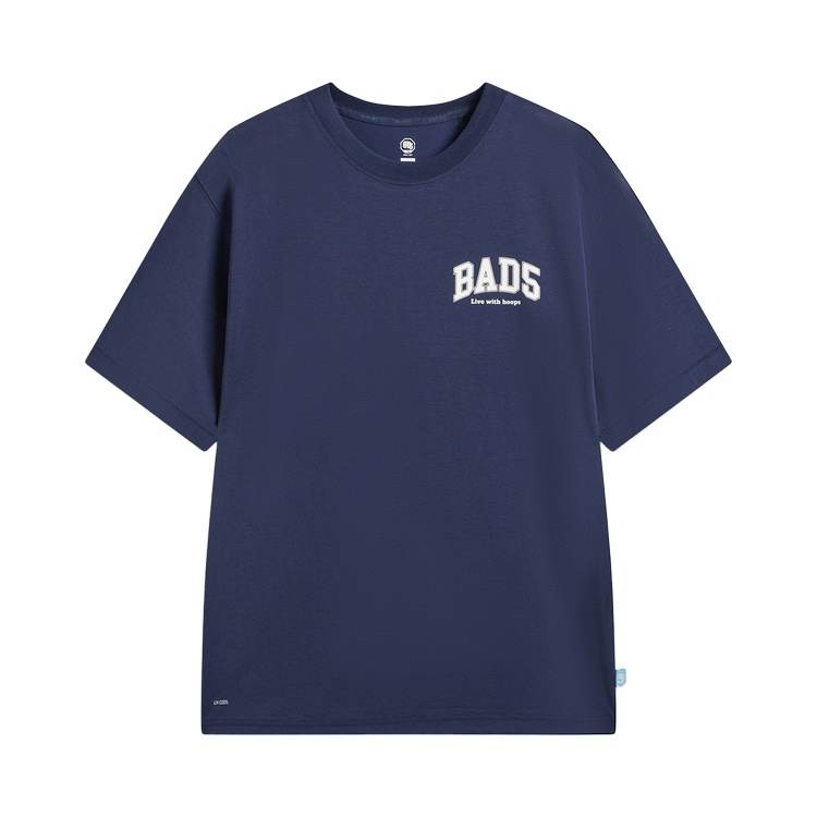 Li-Ning Li Ning BADFIVE T Shirts Men's Dark Ship Blue Crew Neck Moderate