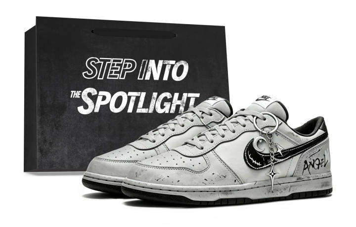 Nike Nike Big Moon Eclipse Angel Synthetic Leather Low top Skateboard Shoes Men's Black Gray