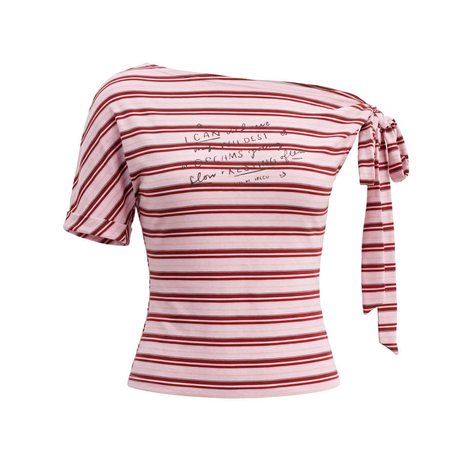 Umoumo T Shirts Women's Pink Asymmetrical Collar Thin Other
