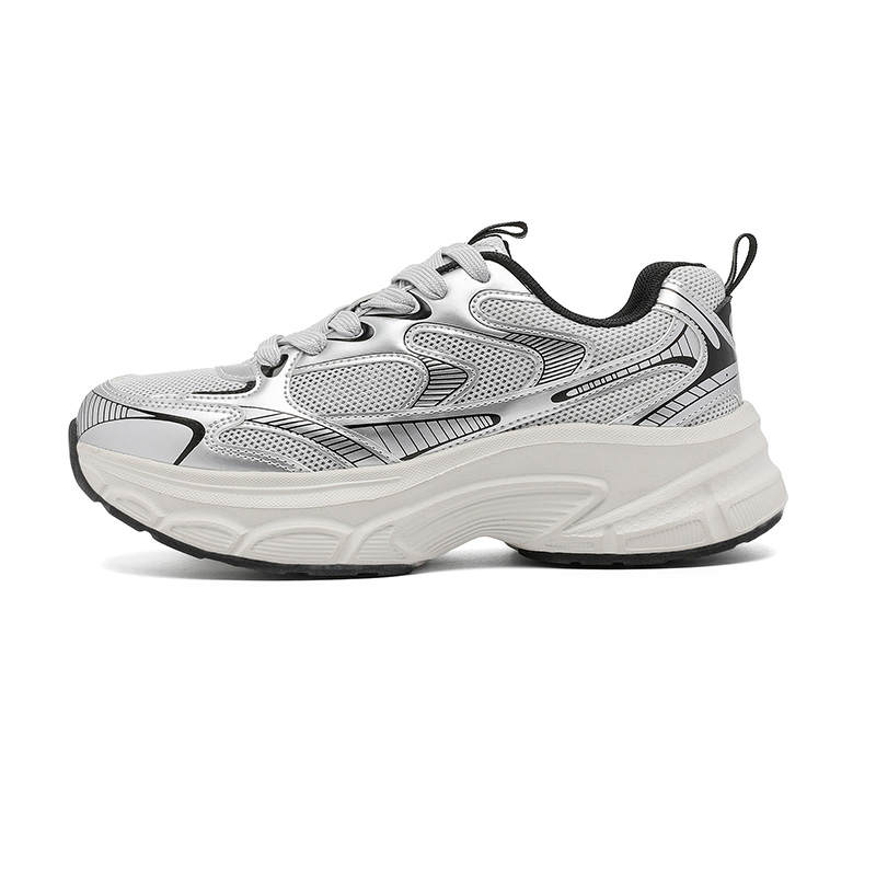 DEERWAY Cushioning Lightweight Height Increasing Sports Chunky Sneakers Women's Silver