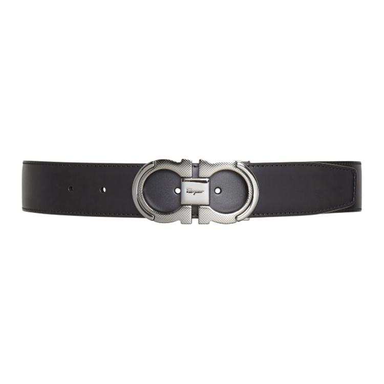 Ferragamo FERRAGAMO Cow Leather Belts Men's Black Width 3.5cm